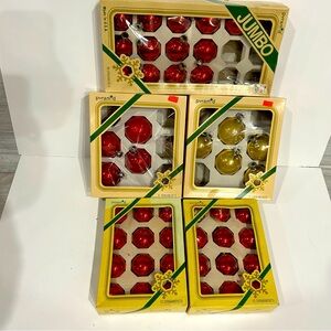 Vintage Pyramid Round Glass Christmas Ornaments